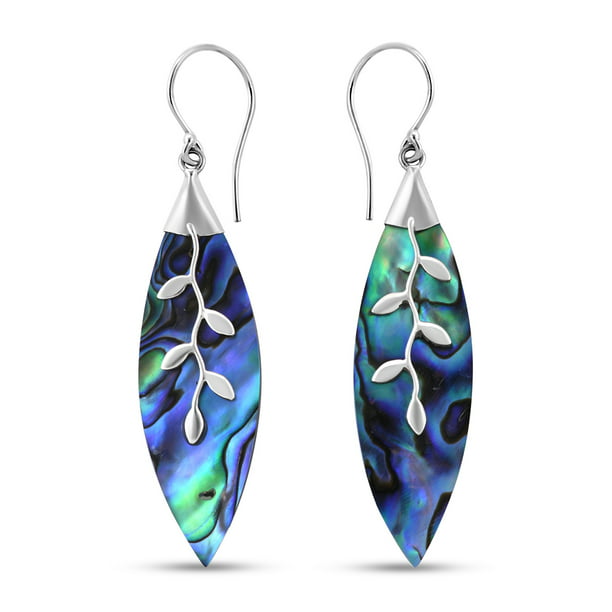 925 Sterling Silver Stamped Colourful Oval Drop Earrings Jewellery Gifts Present